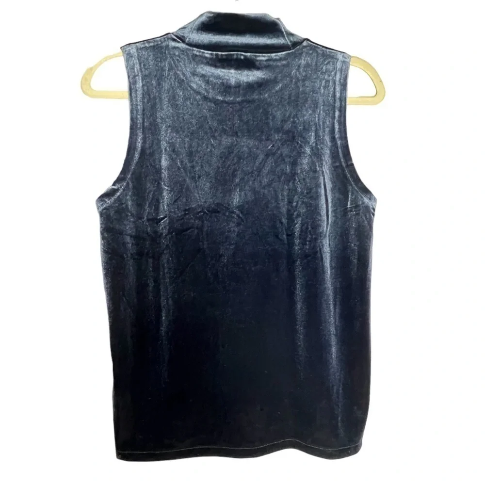 J. Crew Blue Velvet Sleeveless Mock Neck Top Size Small